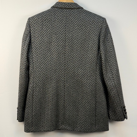 VTG Thalhimers Wool Herringbone Gray Blazer Made in Japan SIze 10 - Picture 2 of 14